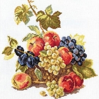 Набор для вышивания крестом "Яблоки и виноград", 25 см х 25 см артикул 2642b.