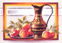 Набор для вышивания крестом "Натюрморт с персиками", 24,5 см х 38 см артикул 2678b.